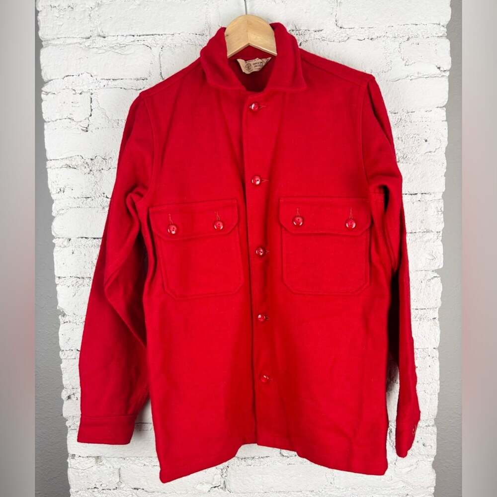 Vintage 60’s Boy Scouts Of America Red Utility Wool Button Up Shacket